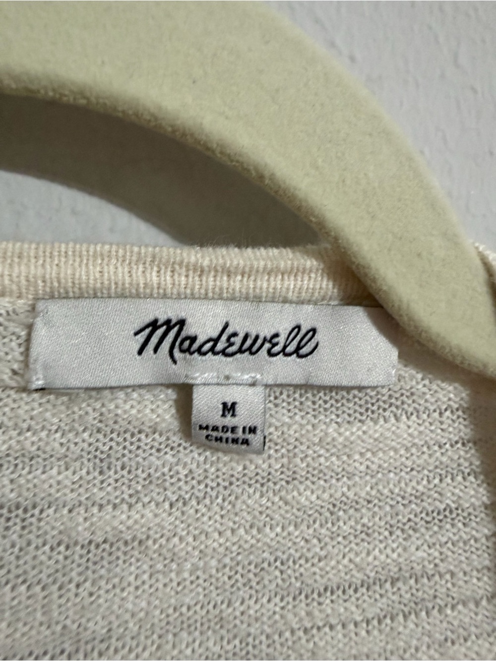 Madewell Summer Ryder Cardigan Sweater Stripe Pearl Ivory Open-Front Pocket SZ M - Picture 11 of 13